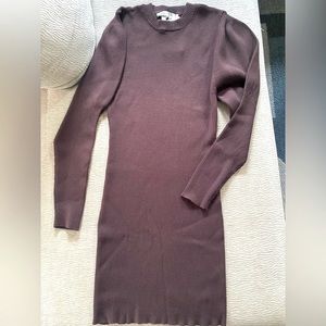 ZARA Chocolate Brown Oversized Sleeve Ribbed Sweater Dress - Size L - NEW